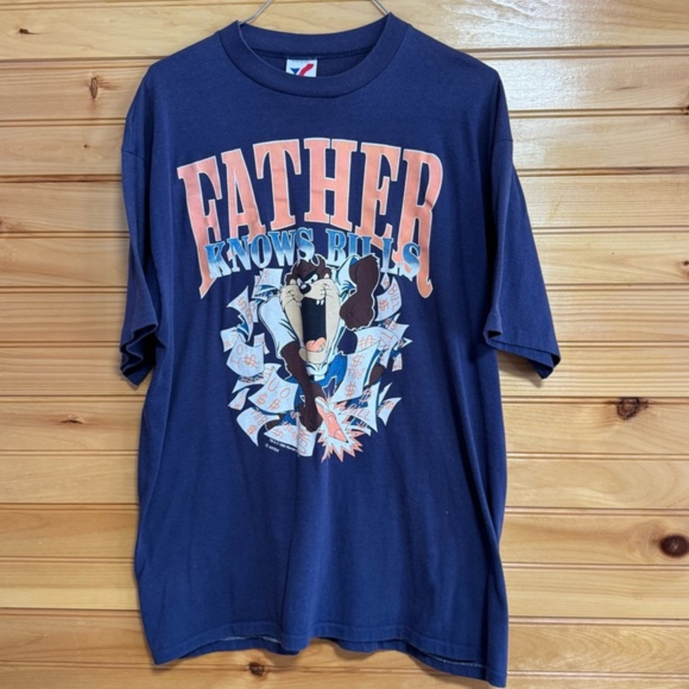 Vintage 1990s Taz Father Knows Bills Navy Graphic T-Shirt XL